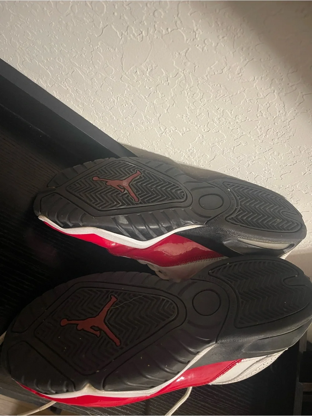JORDANS Nike Red, White and Black Athletic Basketball Sneakers